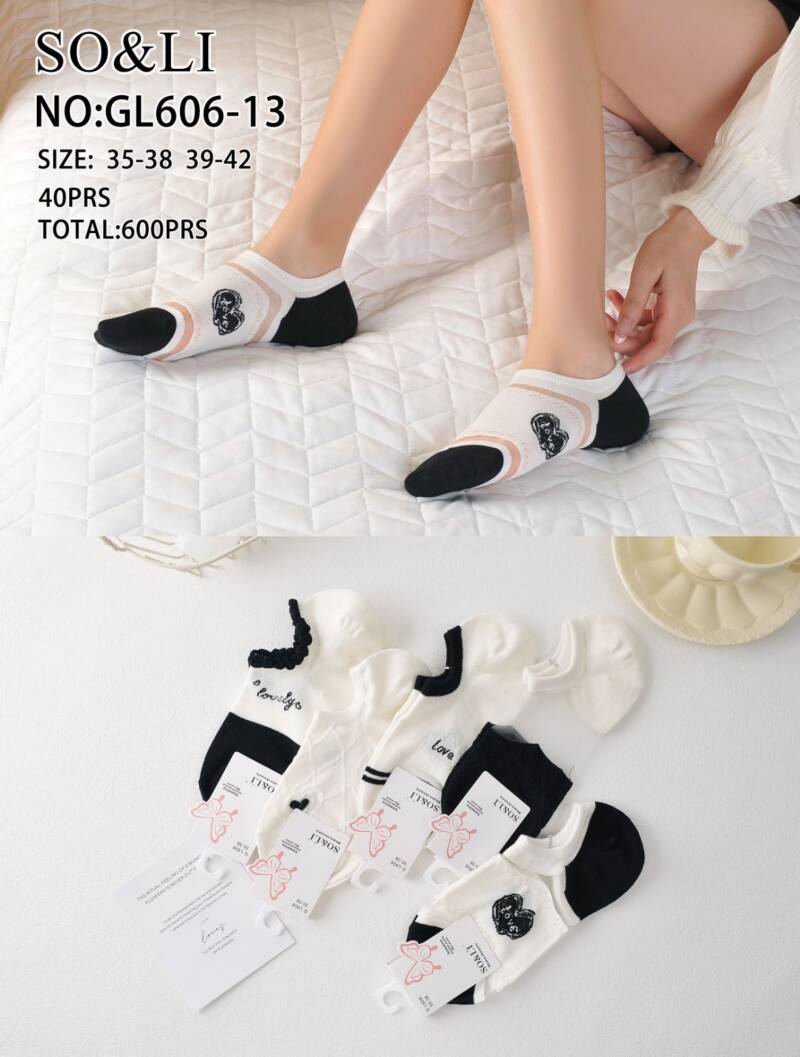 Stopki damskie Roz 35-42, Mix kolor Paczka 40 szt